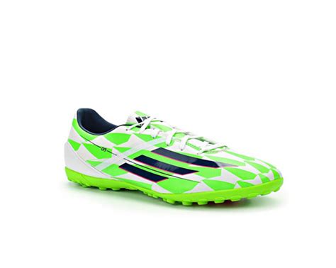 adidas New Men's F10 TF Soccer Shoes White/Blue/Green 10.5